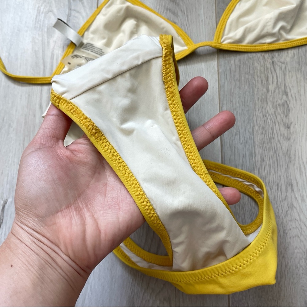 Solid & Striped Bikini Triangle Swim Womens Yello… - image 5